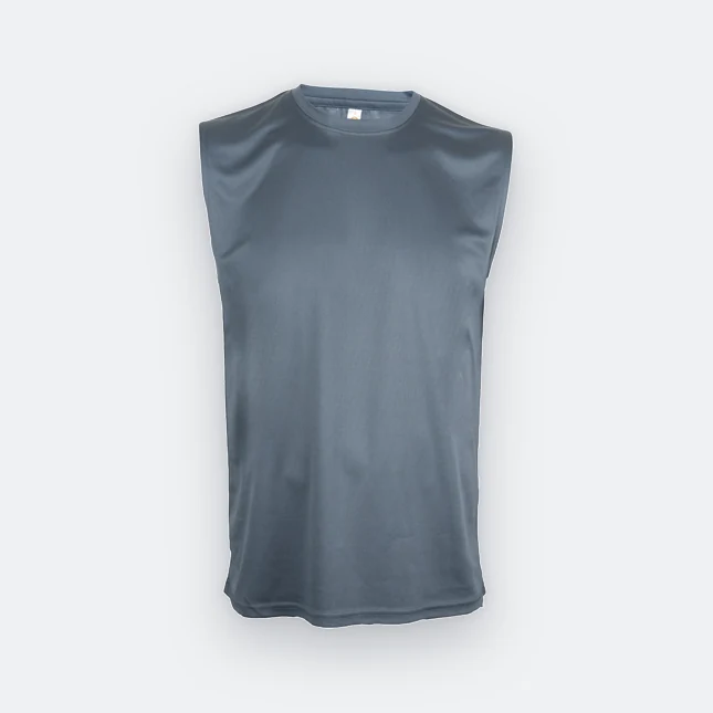 QD73 Quick Dry Tank Top Basic T-Shirt Dark Grey Qd73 quick dry tank top basic t-shirt dark grey colour view