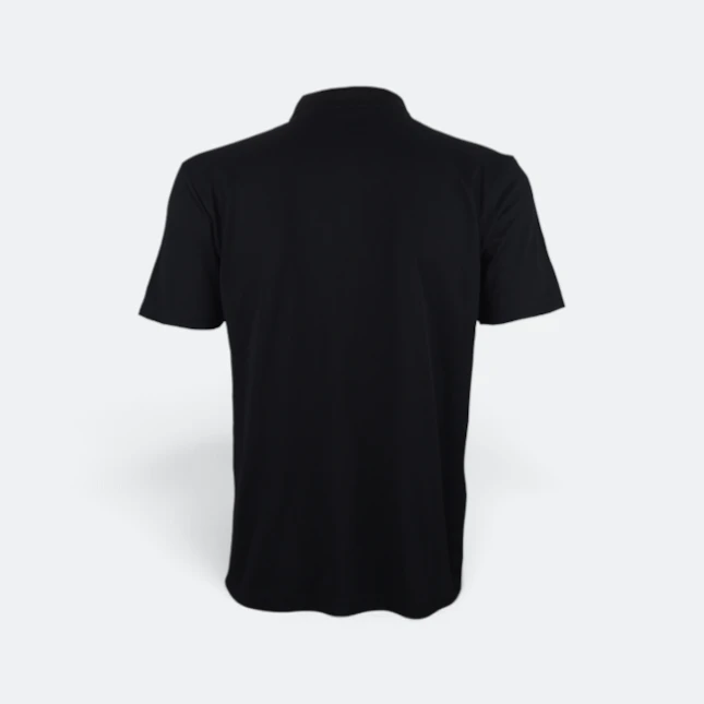 QD74 Quick Dry Short Sleeve CVC Basic Polo Black Qd74 quick dry short sleeve cvc basic polo black back view
