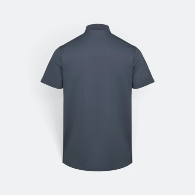 QD74 Quick Dry Short Sleeve CVC Basic Polo Dark Grey Qd74 quick dry short sleeve cvc basic polo dark grey back view