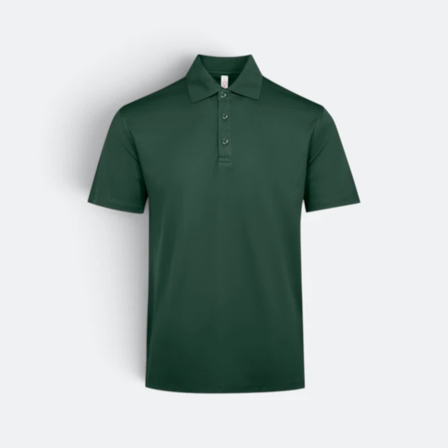 QD74 Quick Dry Short Sleeve CVC Basic Polo Forest Green Qd74 quick dry short sleeve cvc basic polo forest green colour view