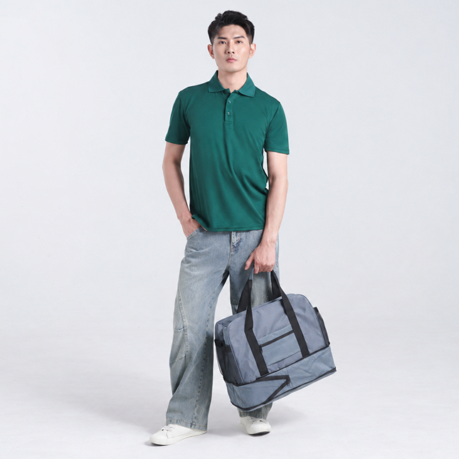 QD74 Quick Dry Short Sleeve CVC Basic Polo Model 1 Qd74 quick dry short sleeve cvc basic polo worn by model