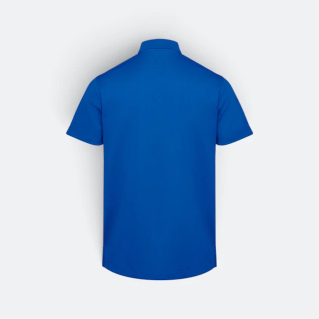 QD74 Quick Dry Short Sleeve CVC Basic Polo Royal Qd74 quick dry short sleeve cvc basic polo royal back view