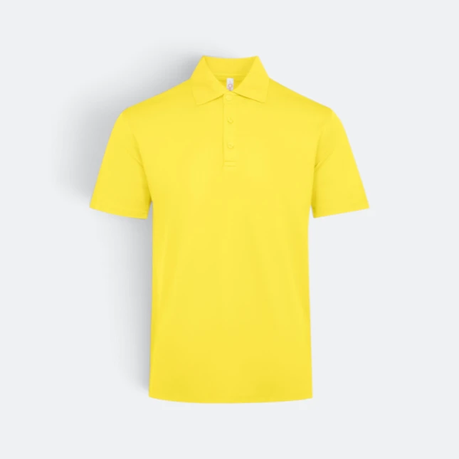 QD74 Quick Dry Short Sleeve CVC Basic Polo Yellow Qd74 quick dry short sleeve cvc basic polo yellow colour view