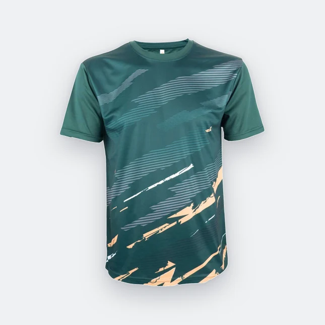 Qd75 quick dry sublimation t-shirt pinstripe brush forest green colour view
