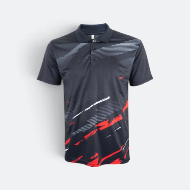 QD76 Quick Dry Sublimation Polo Pinstripe Brush Black Qd76 quick dry sublimation polo pinstripe brush black colour view