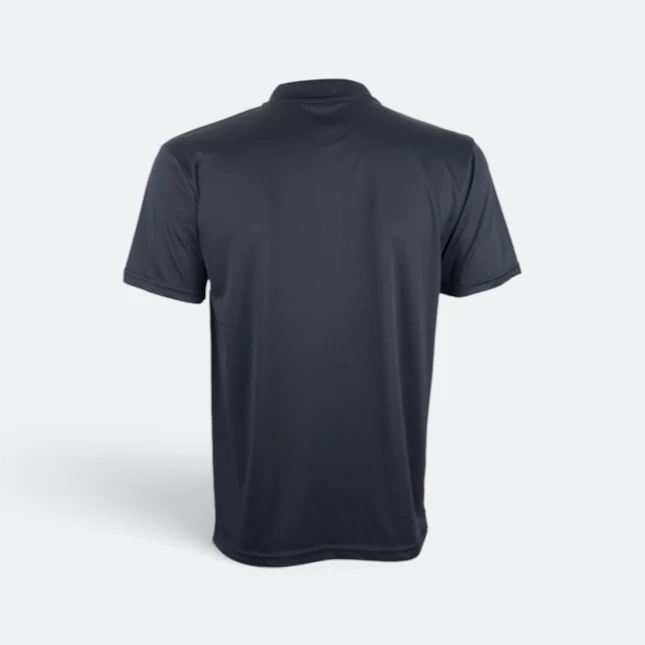 QD76 Quick Dry Sublimation Polo Pinstripe Brush Black Qd76 quick dry sublimation polo pinstripe brush black back view