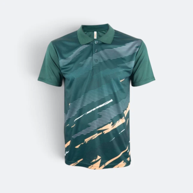 QD76 Quick Dry Sublimation Polo Pinstripe Brush Forest Green Qd76 quick dry sublimation polo pinstripe brush forest green colour view