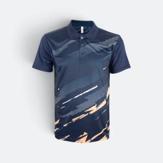 QD76 Quick Dry Sublimation Polo Pinstripe Brush Navy Qd76 quick dry sublimation polo pinstripe brush navy colour view