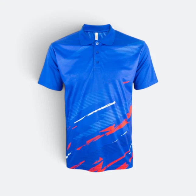 QD76 Quick Dry Sublimation Polo Pinstripe Brush Royal Qd76 quick dry sublimation polo pinstripe brush royal colour view