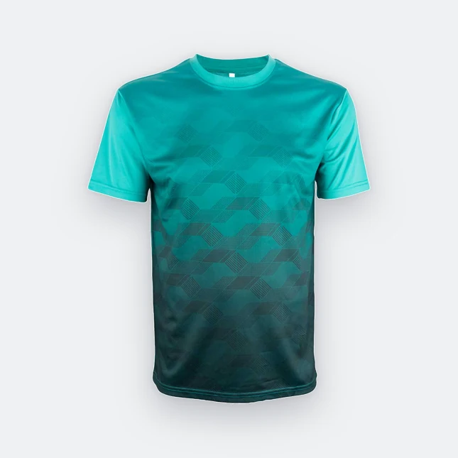 Qd77 quick dry sublimation t-shirt cube fade emerald colour view