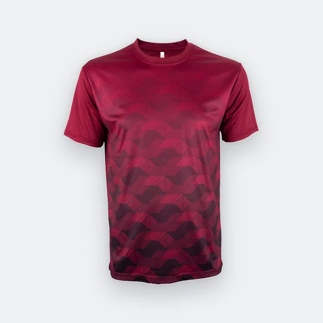 Qd77 quick dry sublimation t-shirt cube fade maroon colour view