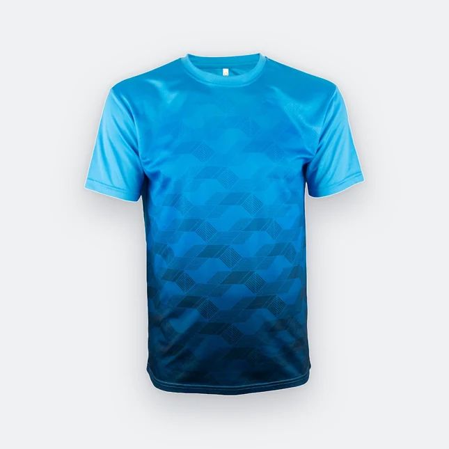 Qd77 quick dry sublimation t-shirt cube fade sea blue colour view