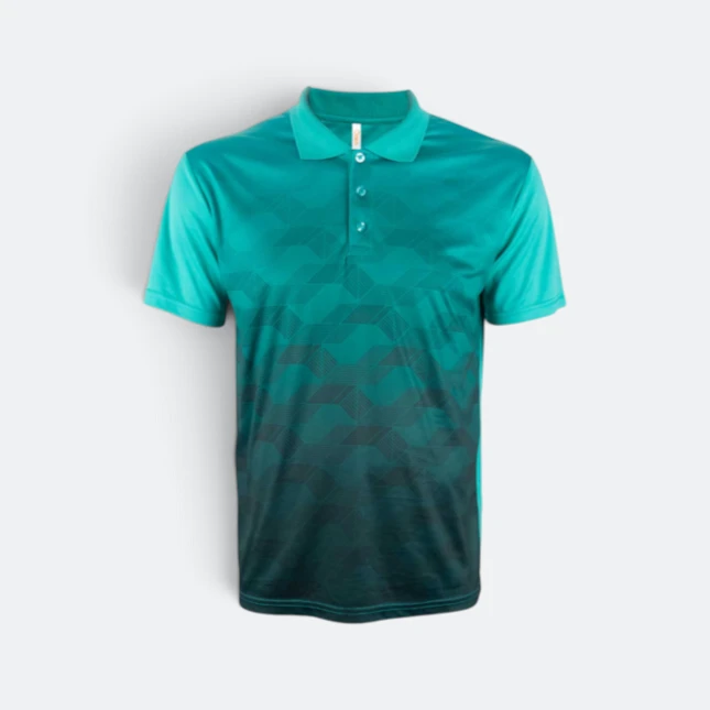 Qd78 quick dry sublimation polo cube fade emerald colour view