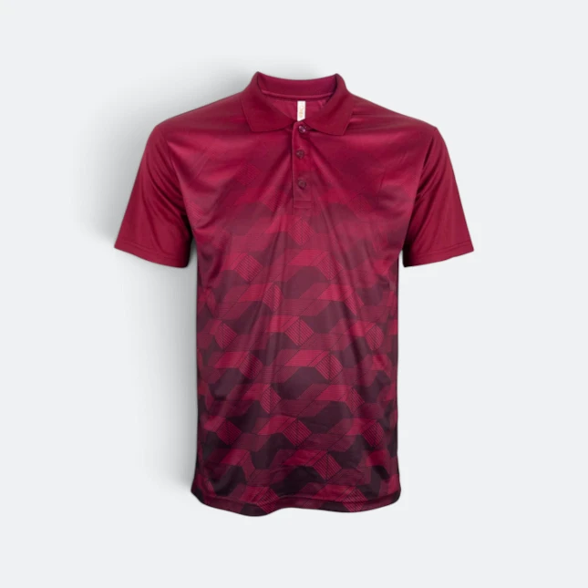 Qd78 quick dry sublimation polo cube fade maroon colour view