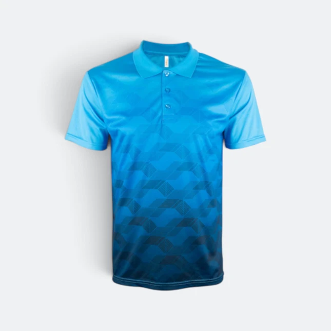 Qd78 quick dry sublimation polo cube fade sea blue colour view