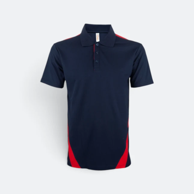 Qd79 quick dry cvc polo shirt cut and sew navy-red colour view