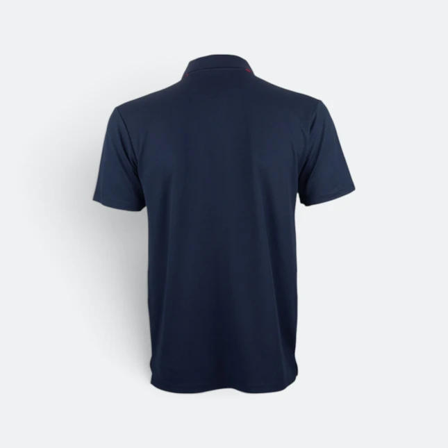 Qd79 quick dry cvc polo shirt cut and sew navy-red b back view