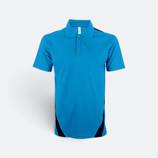 Qd79 quick dry cvc polo shirt cut and sew sea blue colour view