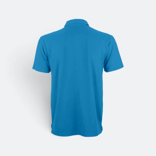 Qd79 quick dry cvc polo shirt cut and sew sea blue back view