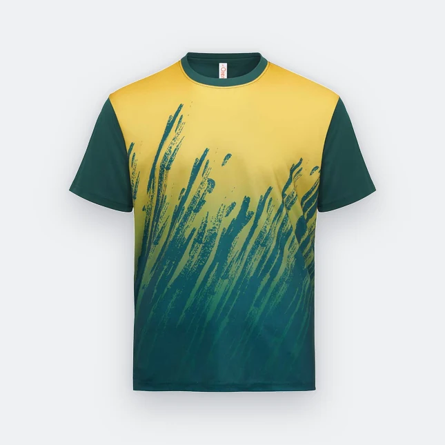 Qd81 quick dry sublimation t-shirt brush stroke gradient forest green colour view