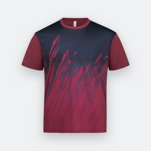 Qd81 quick dry sublimation t-shirt brush stroke gradient maroon colour view
