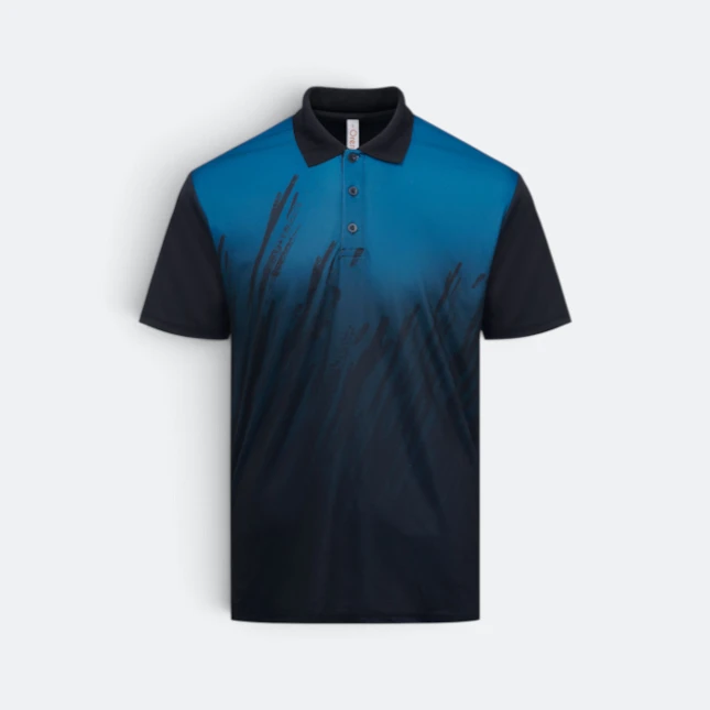QD82 Quick Dry Sublimation Polo Brush Stroke Gradient Black Qd82 quick dry sublimation polo brush stroke gradient black colour view