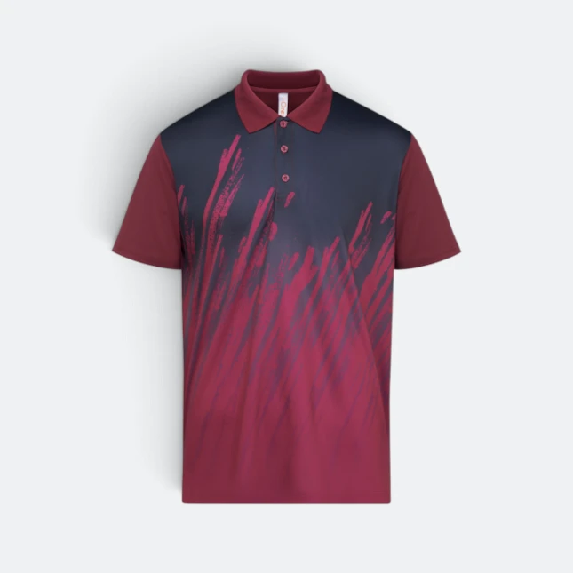 QD82 Quick Dry Sublimation Polo Brush Stroke Gradient Maroon Qd82 quick dry sublimation polo brush stroke gradient maroon colour view