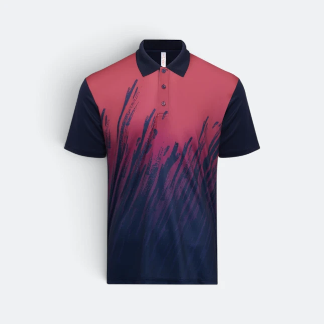 QD82 Quick Dry Sublimation Polo Brush Stroke Gradient Navy Qd82 quick dry sublimation polo brush stroke gradient navy colour view