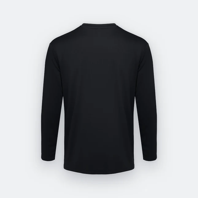 Qd83 quick dry long sleeve sublimation t-shirt black back view