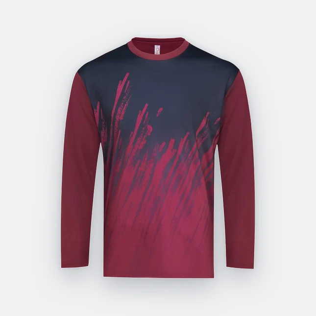 Qd83 quick dry long sleeve sublimation t-shirt maroon colour view