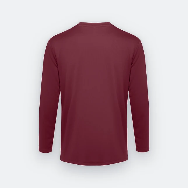 Qd83 quick dry long sleeve sublimation t-shirt maroon back view