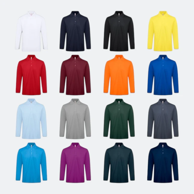 Qd84 quick dry long sleeve cvc basic polo all colours