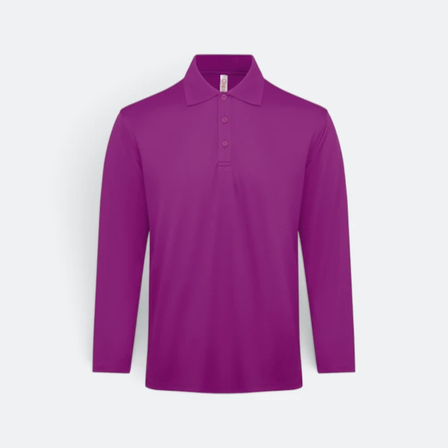 Qd84 quick dry long sleeve cvc basic polo dark purple colour view