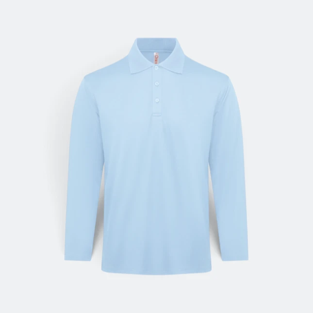 Qd84 quick dry long sleeve cvc basic polo light blue colour view