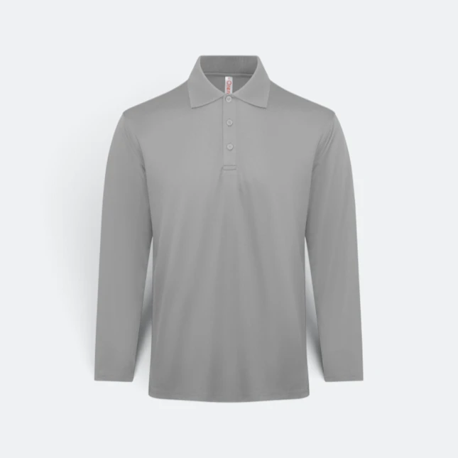 Qd84 quick dry long sleeve cvc basic polo light grey colour view