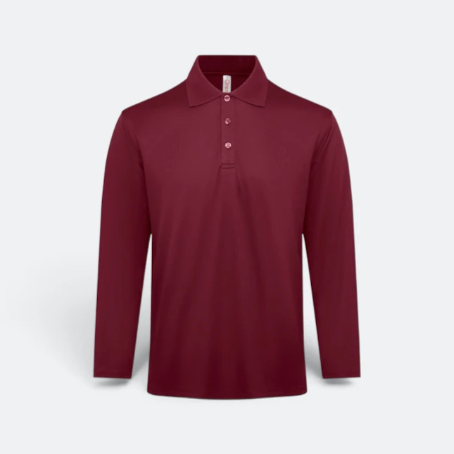 Qd84 quick dry long sleeve cvc basic polo maroon colour view