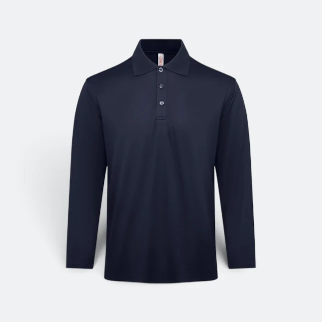 Qd84 quick dry long sleeve cvc basic polo navy colour view