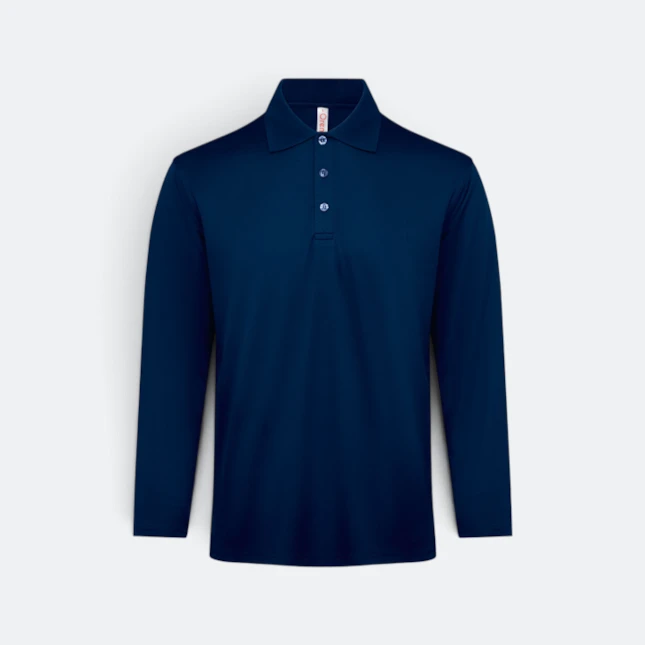 Qd84 quick dry long sleeve cvc basic polo navy pro colour view