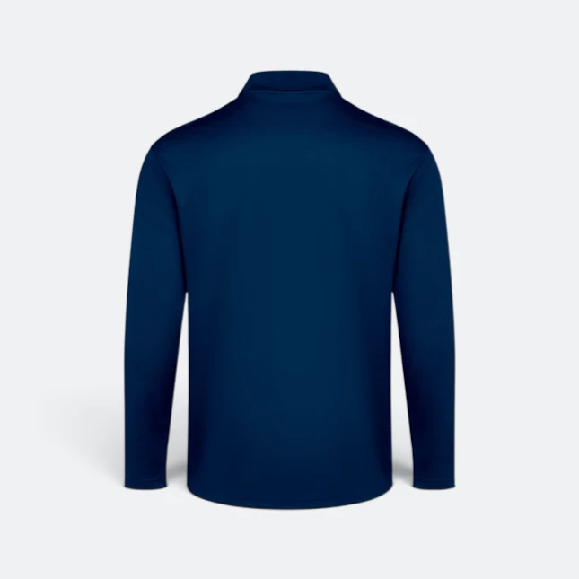 Qd84 quick dry long sleeve cvc basic polo navy pro back view