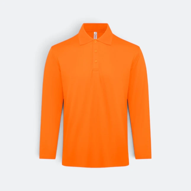 Qd84 quick dry long sleeve cvc basic polo orange colour view