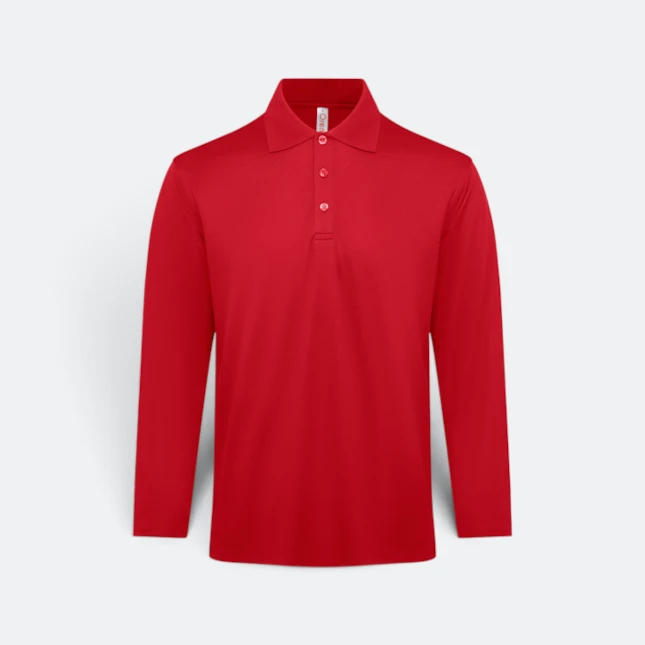 Qd84 quick dry long sleeve cvc basic polo red colour view