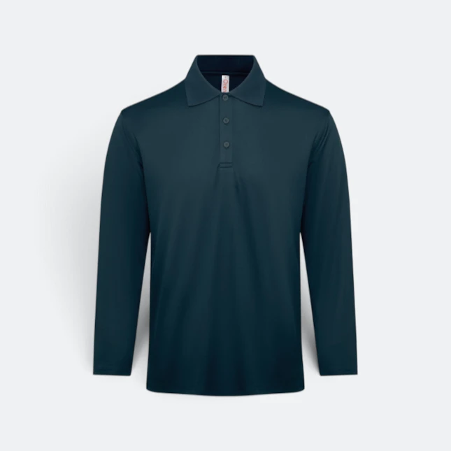 Qd84 quick dry long sleeve cvc basic polo slate blue colour view