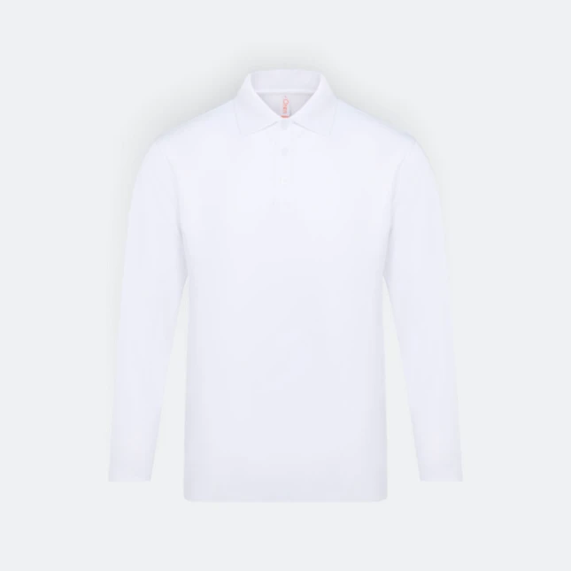 Qd84 quick dry long sleeve cvc basic polo white colour view