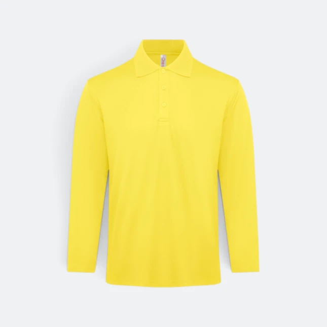 Qd84 quick dry long sleeve cvc basic polo yellow colour view