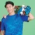 Qd85 quick dry sublimation t-shirt criss-cross brush worn by model