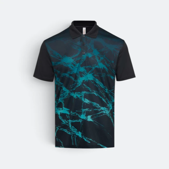 Qd86 quick dry sublimation polo criss-cross brush black colour view