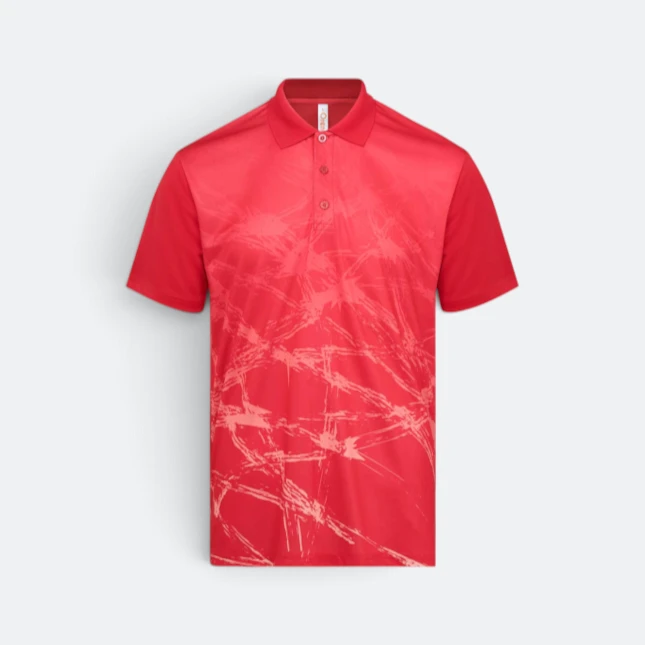 Qd86 quick dry sublimation polo criss-cross brush red colour view