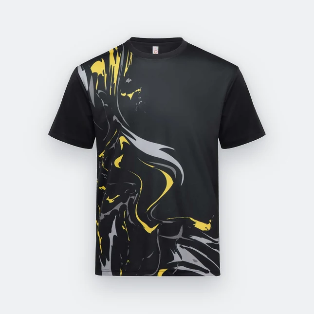 Qd89 quick dry sublimation t-shirt marble swirl black colour view