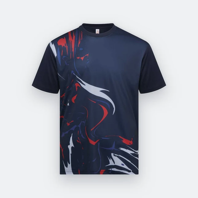 Qd89 quick dry sublimation t-shirt marble swirl navy colour view