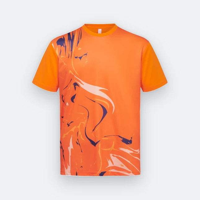 Qd89 quick dry sublimation t-shirt marble swirl orange colour view